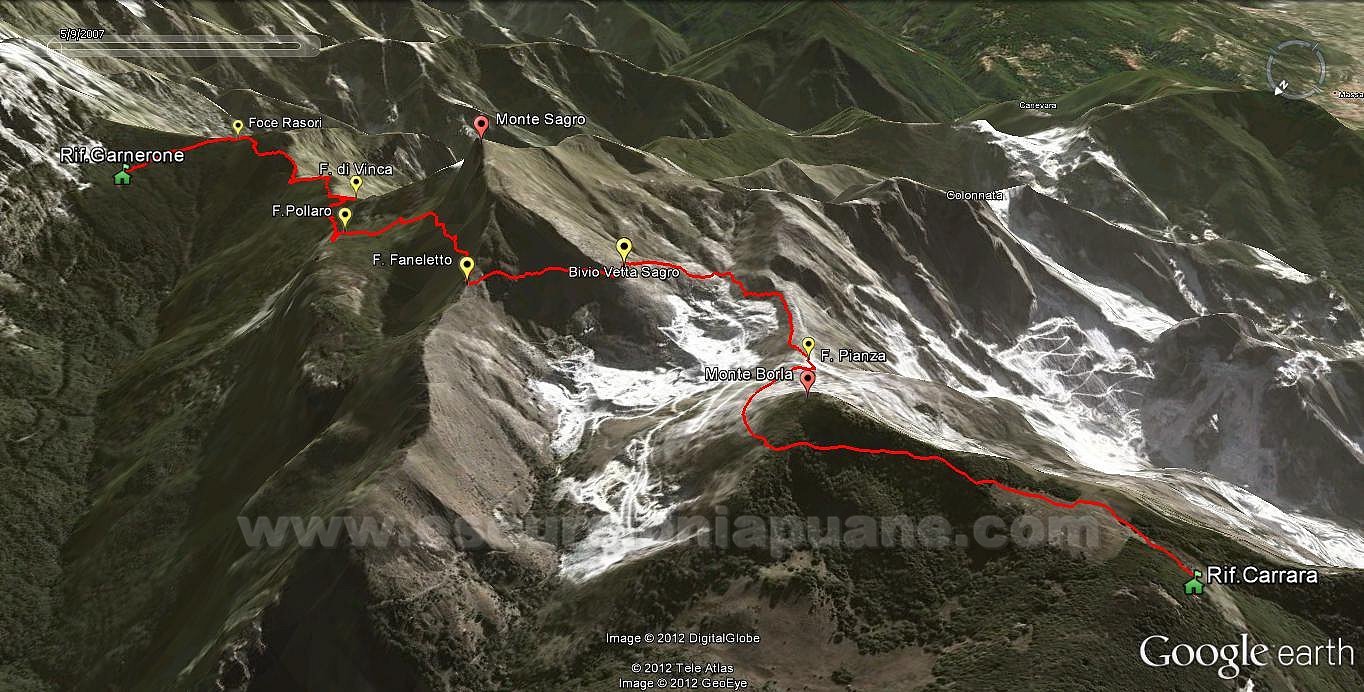 Elaborazione 3D di traccia gps del sentiero CAI 173