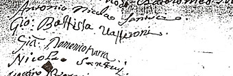 Alcuni dei nomi dei sottoscrittori dell’istanza al Priore di Carrara del 16 settembre 1699 con in evidenza quella di GB Vatteroni